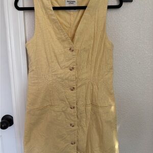 Abercrombie & Fitch Light Yellow Sleeveless Linen Dress Small